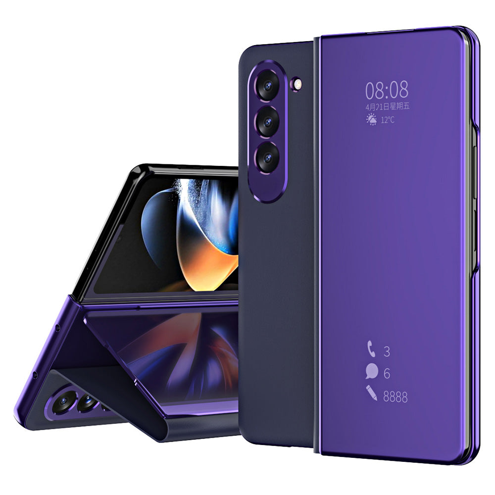 For Samsung Galaxy Z Fold5 5G Mirror Surface Phone Case PU Leather Stand Electroplating Cover For Samsung Galaxy Z Fold5 5G Mirror Surface Phone Case PU Leather Stand Electroplating Cover